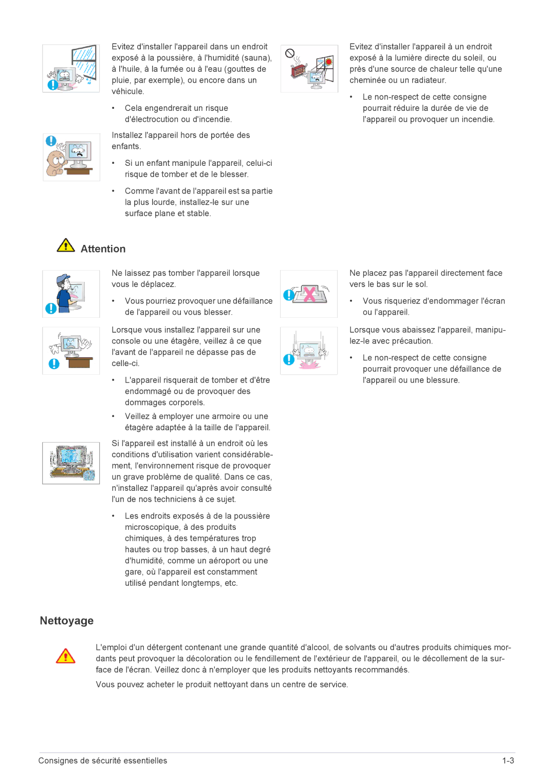 Samsung LS23X3HKFN/EN, LS24X3HKFE/EN, LS24X3HKFN/EN, LS22X3HKFN/EN, LS22X3HKFE/EN manual Nettoyage 