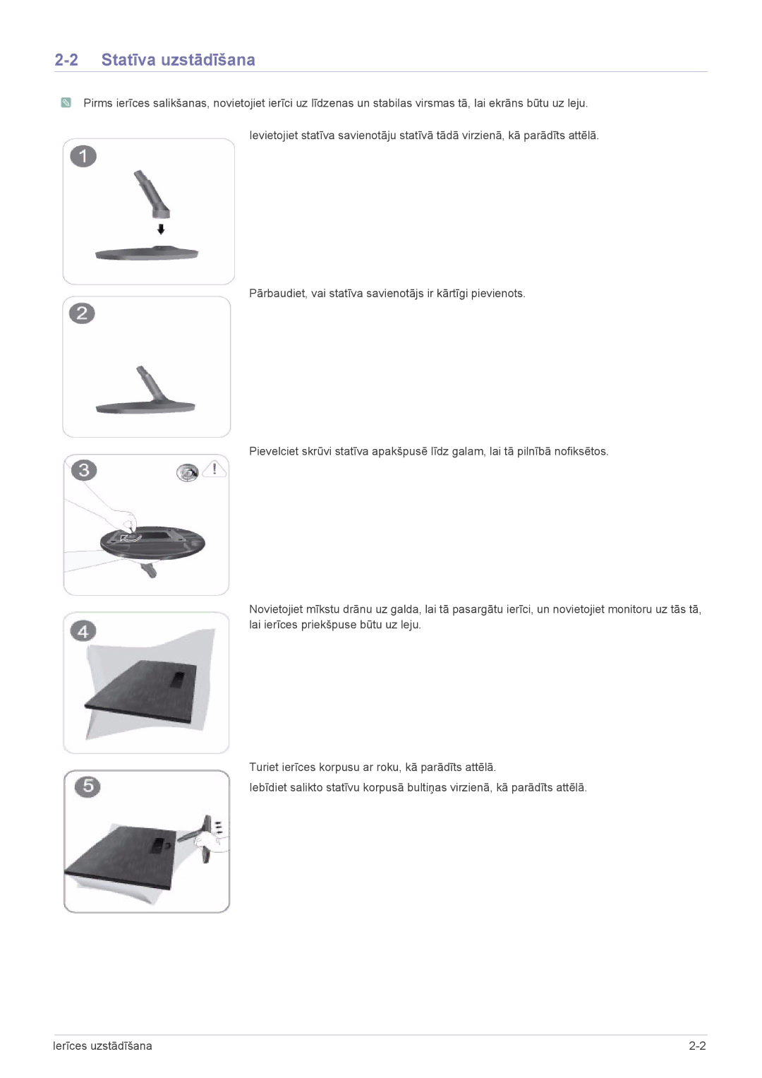 Samsung LS22X3HKFE/EN, LS24X3HKFE/EN, LS24X3HKFN/EN, LS22X3HKFN/EN, LS23X3HKFN/EN manual Statīva uzstādīšana 