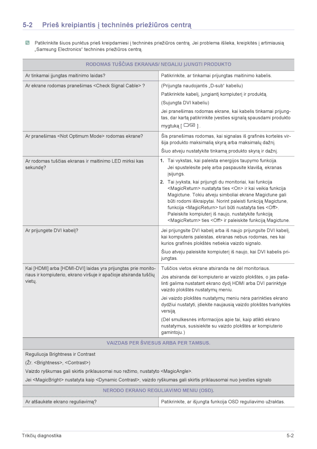 Samsung LS24X3HKFN/EN Prieš kreipiantis į techninės priežiūros centrą, Rodomas Tuščias EKRANAS/ Negaliu Įjungti Produkto 