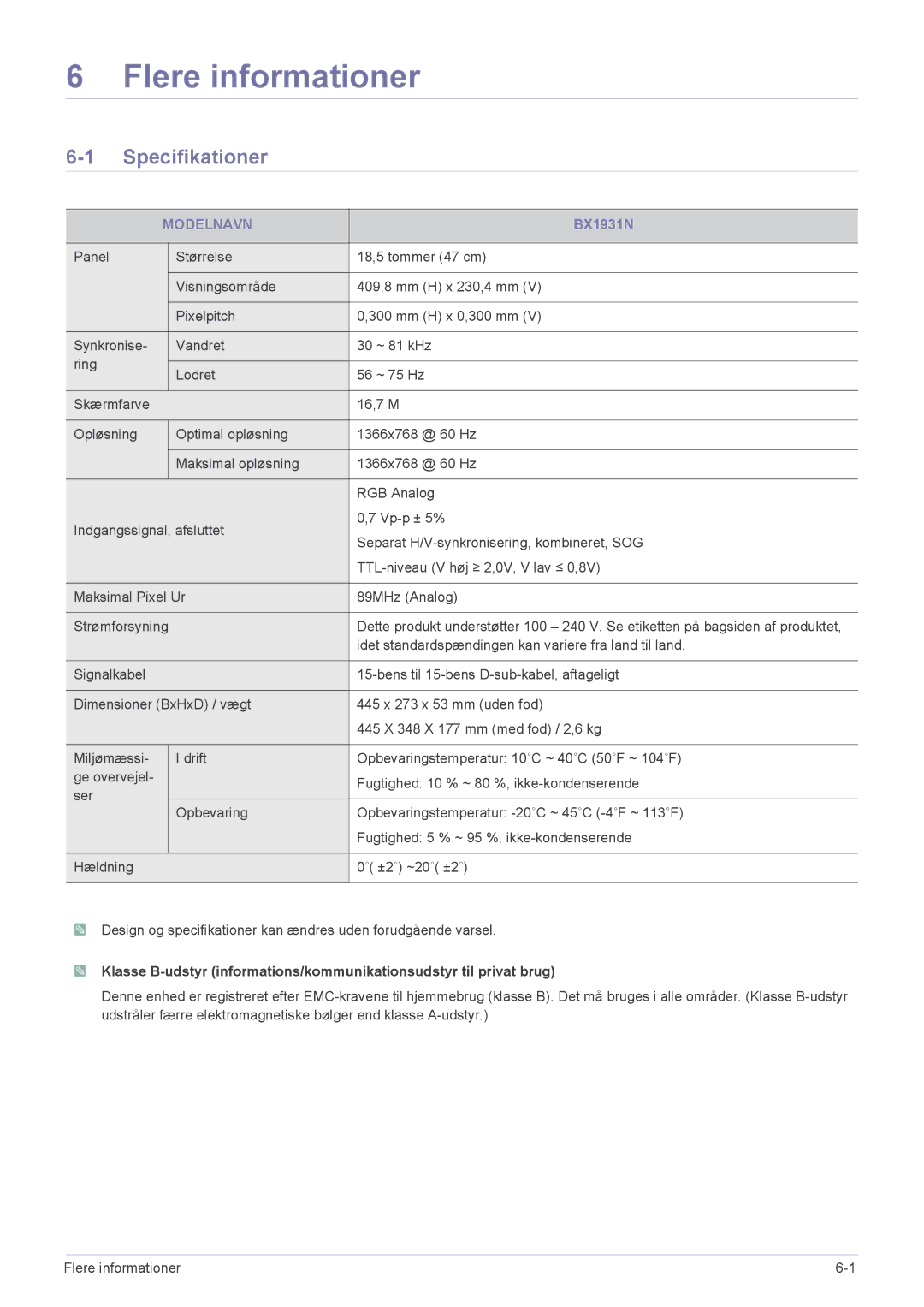 Samsung LS23X3HKFN/EN, LS24X3HKFE/EN, LS24X3HKFN/EN, LS22X3HKFE/EN manual Specifikationer, Modelnavn 