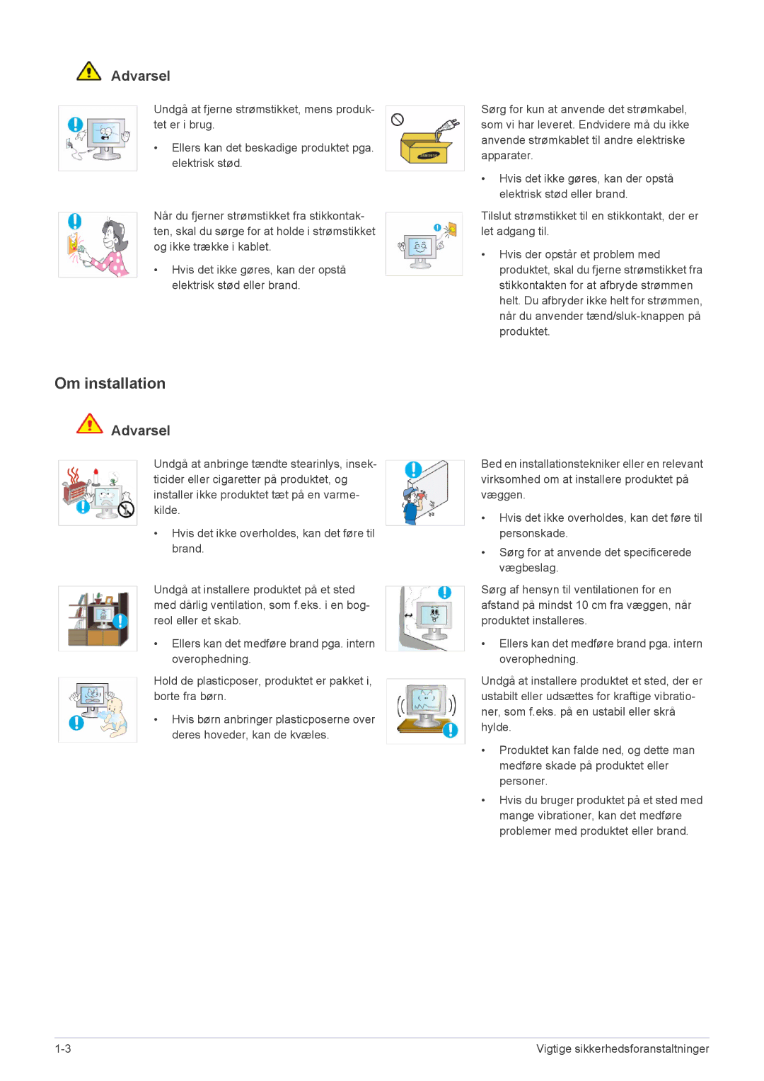 Samsung LS22X3HKFE/EN, LS24X3HKFE/EN, LS24X3HKFN/EN, LS23X3HKFN/EN manual Om installation 