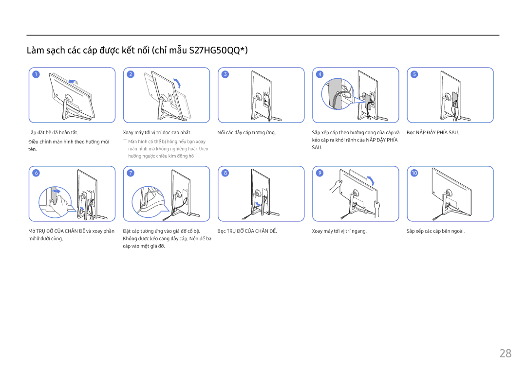 Samsung LS25HG50FQEXXV manual Làm sạch cá́c cá́p được kết nối chỉ mẫu S27HG50QQ 