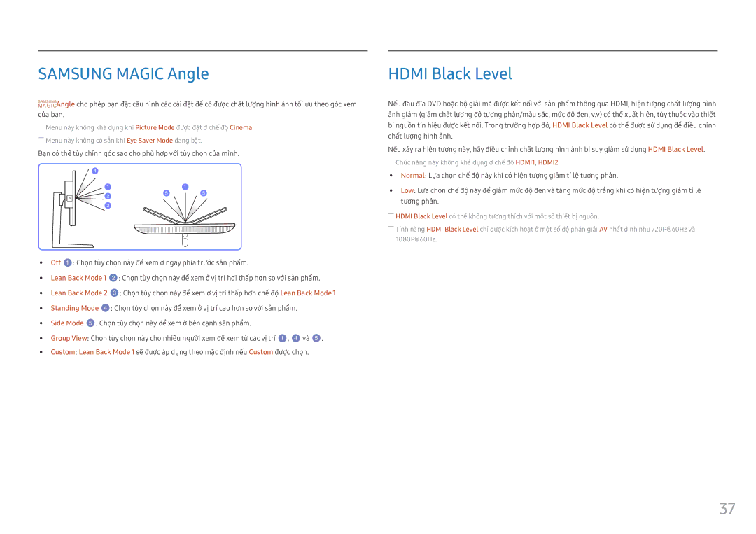 Samsung LS25HG50FQEXXV manual Samsung Magic Angle, Hdmi Black Level 