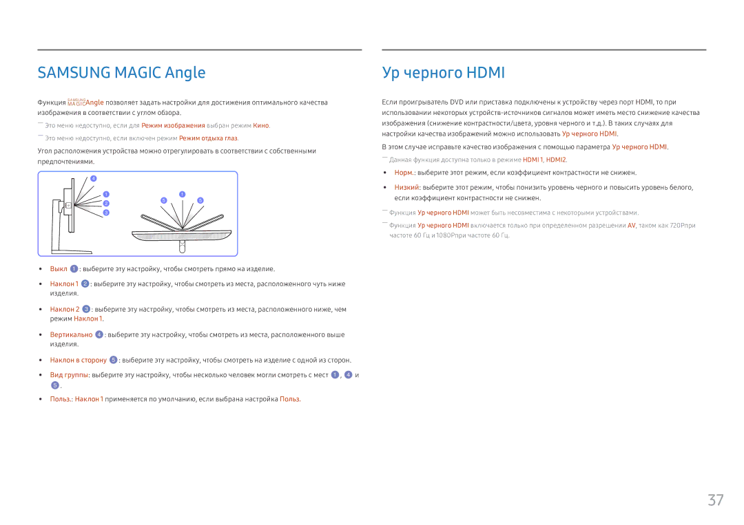 Samsung LS25HG50FQIXCI, LS25HG50FQUXEN manual Samsung Magic Angle, Ур черного Hdmi 