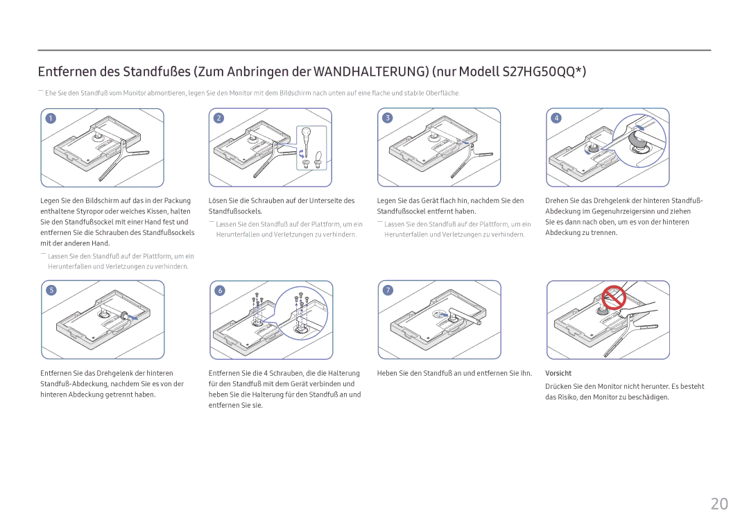 Samsung LS25HG50FQUXEN manual Vorsicht 