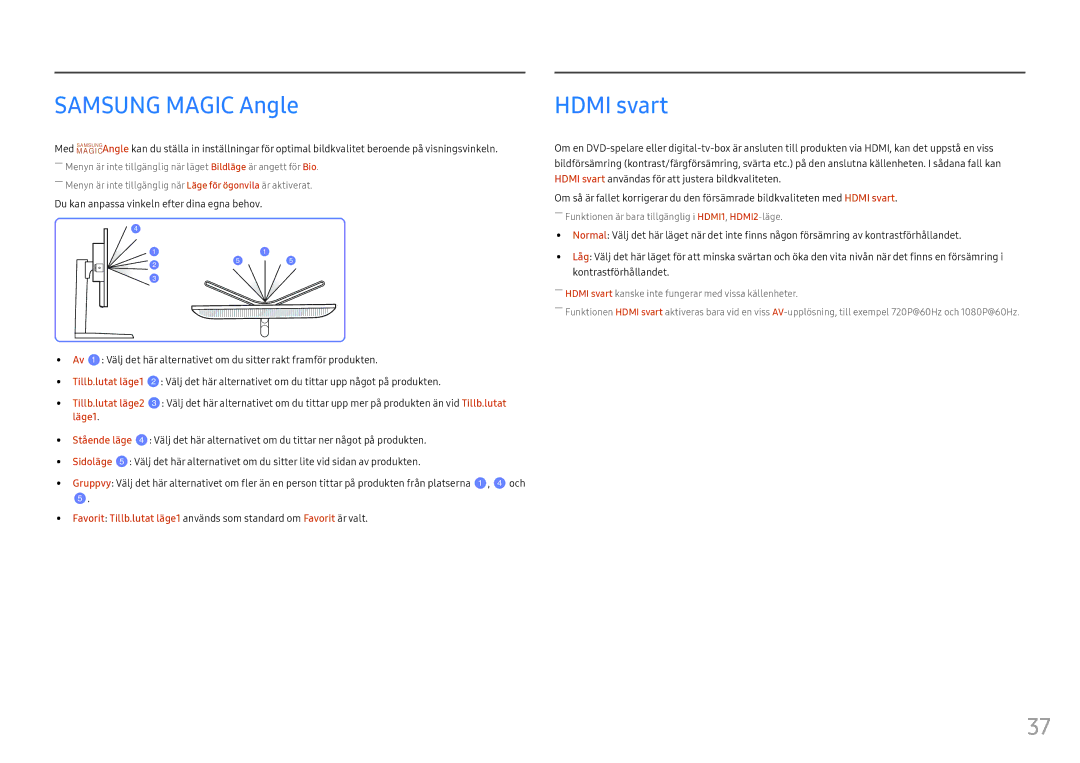 Samsung LS25HG50FQUXEN manual Samsung Magic Angle, Hdmi svart 