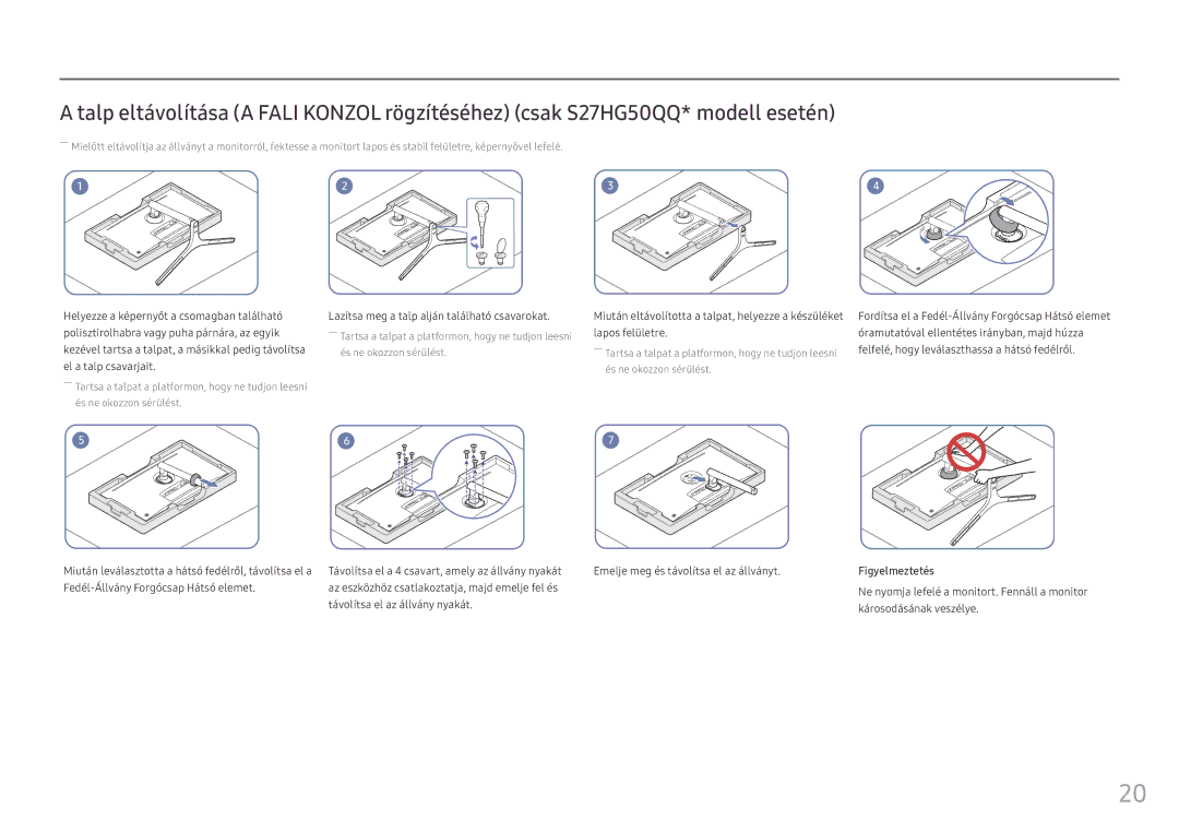 Samsung LS25HG50FQUXEN manual Lazítsa meg a talp alján található csavarokat 