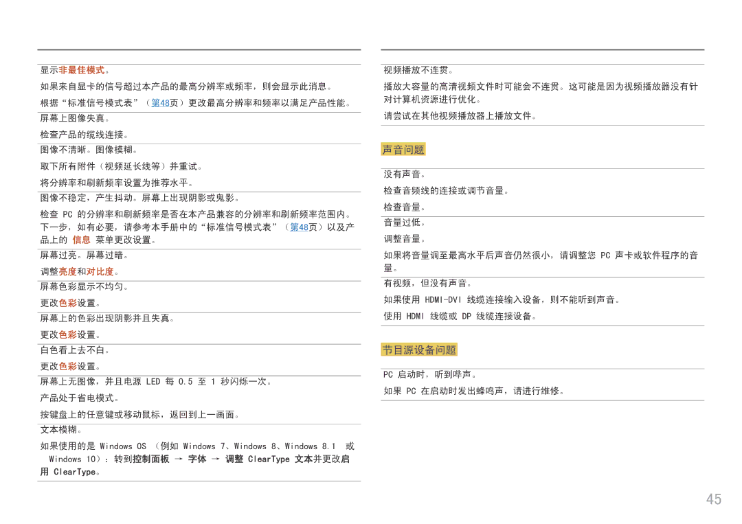 Samsung LS25HG50FQUXEN manual 声音问题 