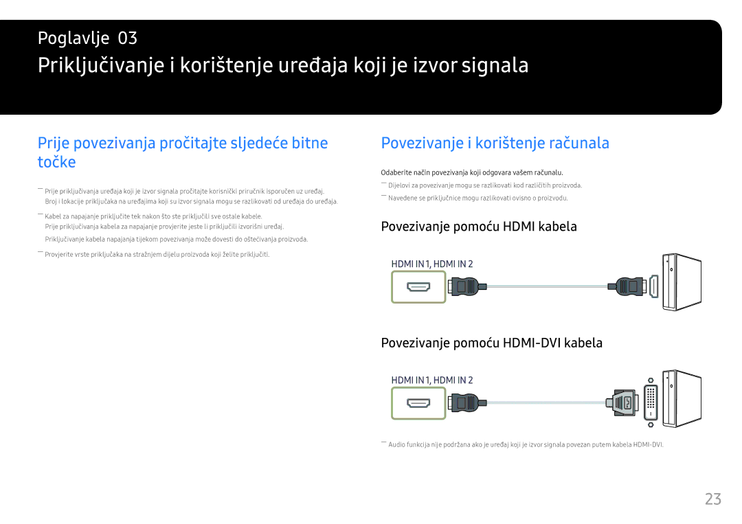 Samsung LS25HG50FQUXEN manual Priključivanje i korištenje uređaja koji je izvor signala, Povezivanje i korištenje računala 