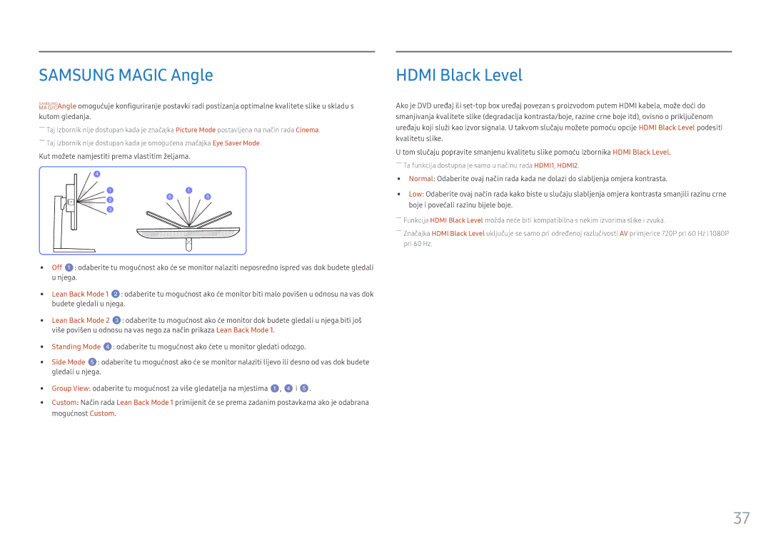 Samsung LS25HG50FQUXEN manual Samsung Magic Angle, Hdmi Black Level 