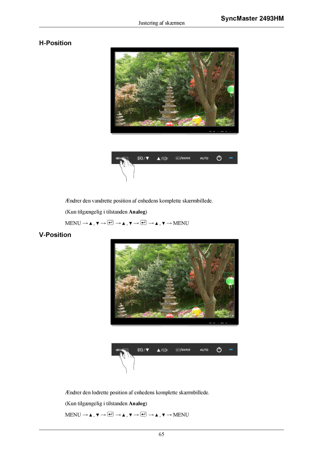 Samsung LS24KIERBQ/EDC, LS26KIERBV/EDC, LS24KIEEFV/EDC, LS26KIEEFV/EDC manual SyncMaster 2493HM Position 