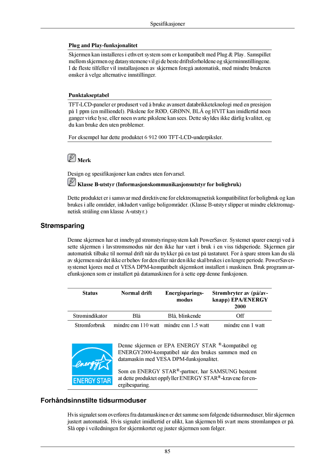 Samsung LS24KIERBQ/EDC, LS26KIERBV/EDC, LS24KIEEFV/EDC, LS26KIEEFV/EDC manual 2000 