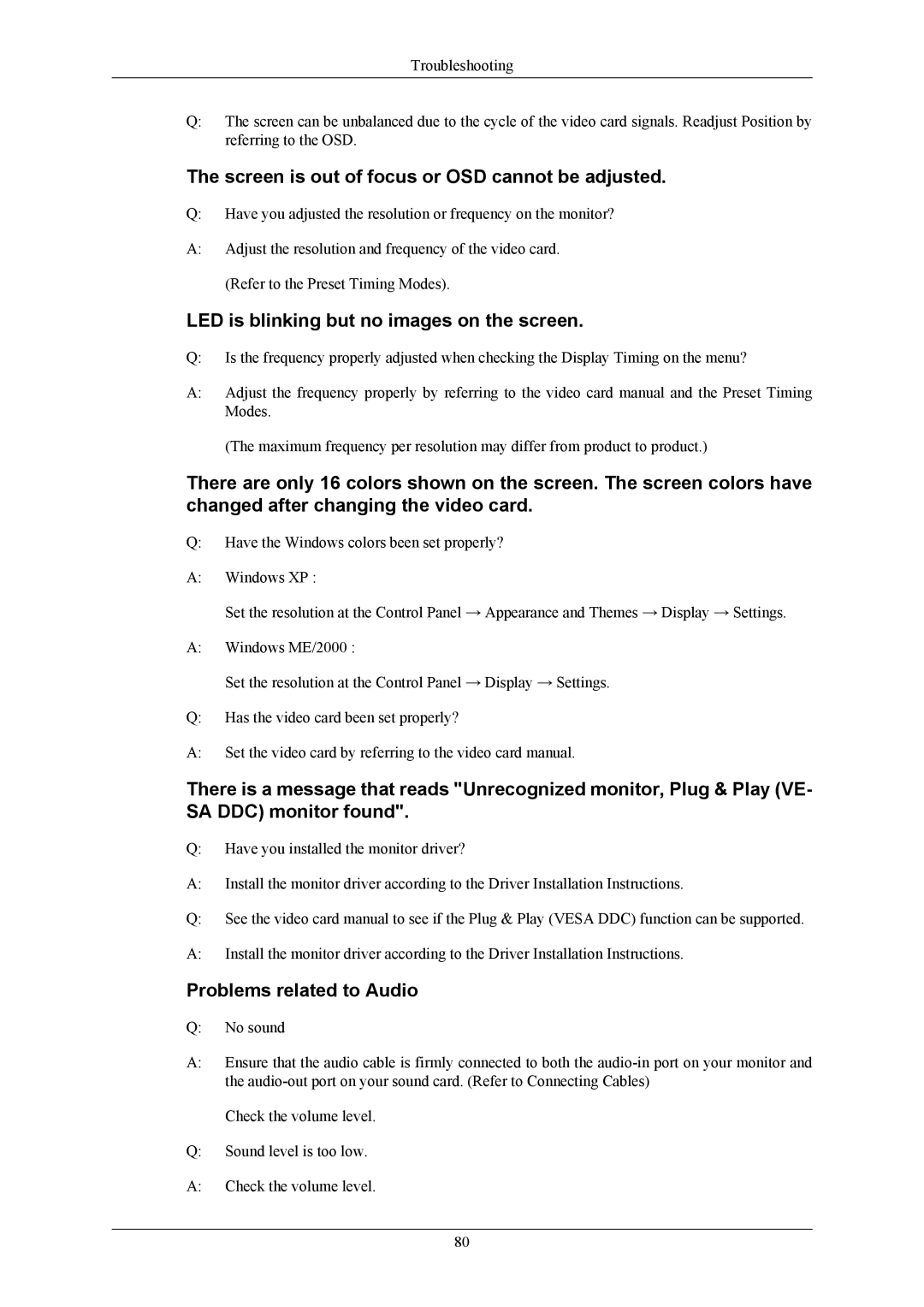 Samsung LS32BHYNB/EDC manual Screen is out of focus or OSD cannot be adjusted, LED is blinking but no images on the screen 