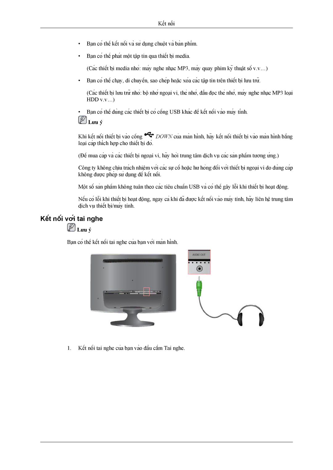 Samsung LS26TWHSUV/XV manual Kết nối với tai nghe 