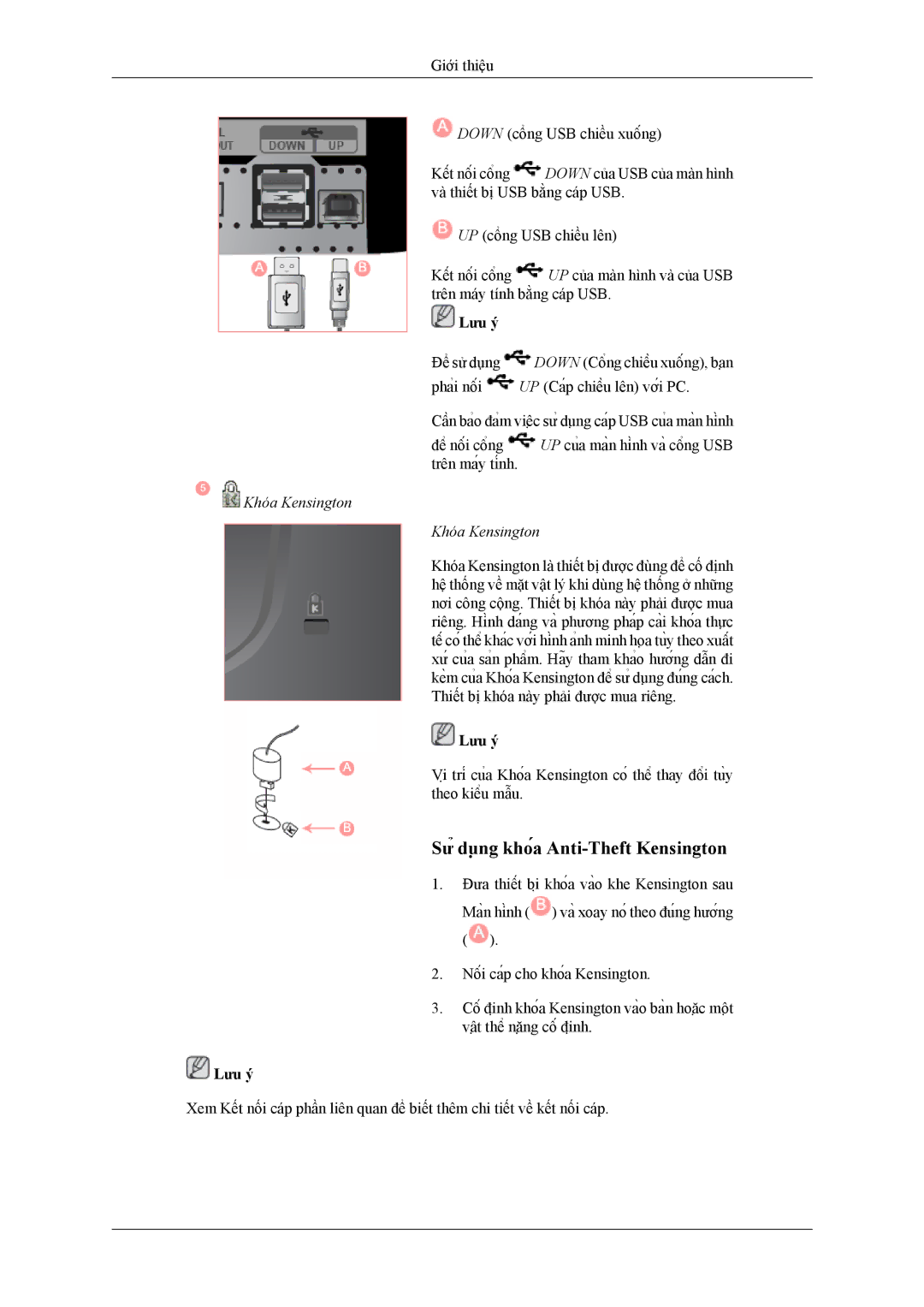 Samsung LS26TWHSUV/XV manual Sử dụng khóa Anti-Theft Kensington 