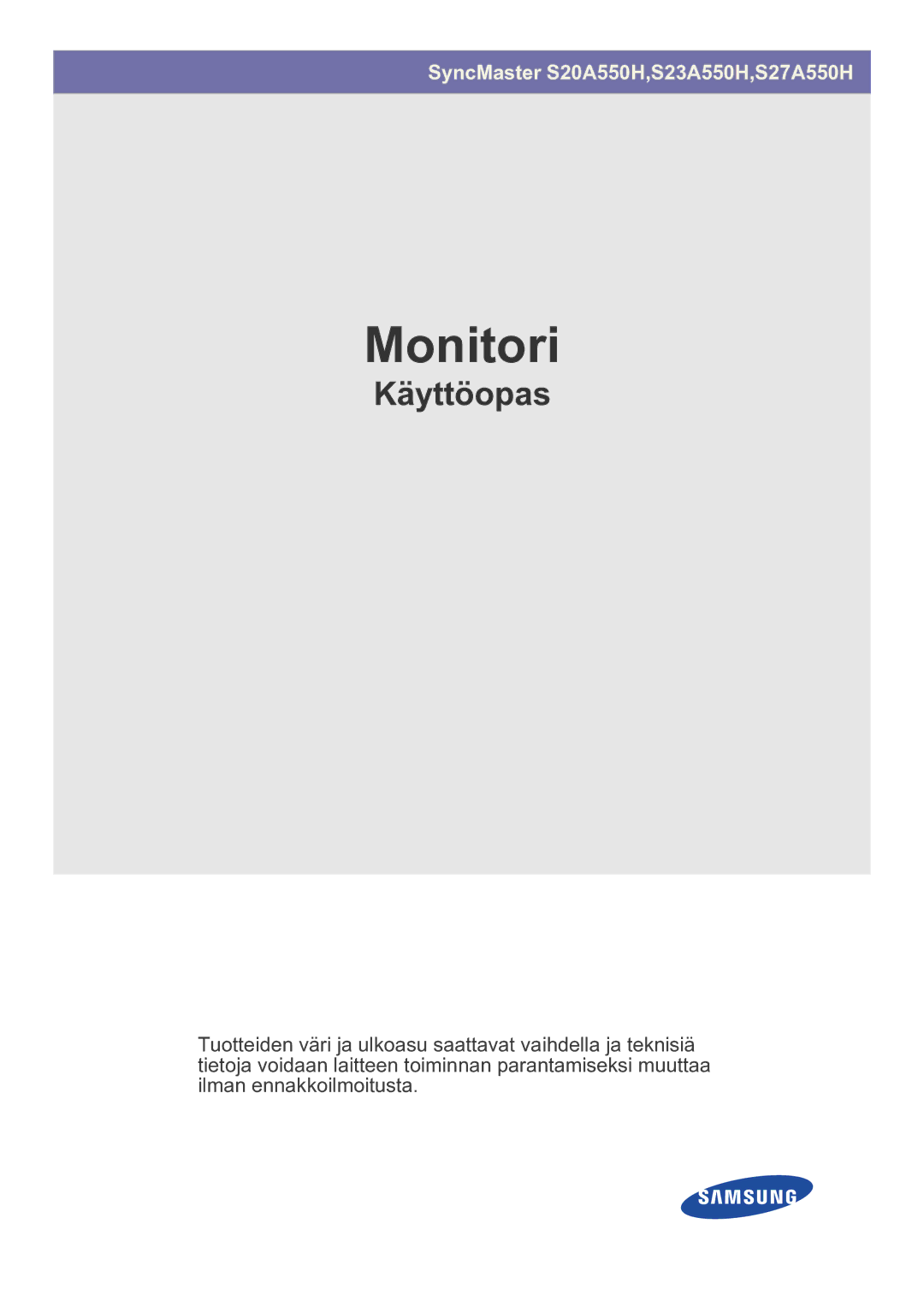 Samsung LS27A550HS/EN manual Monitori 