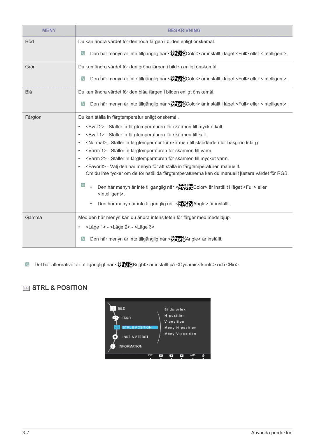 Samsung LS27A550HS/EN manual Strl & Position 