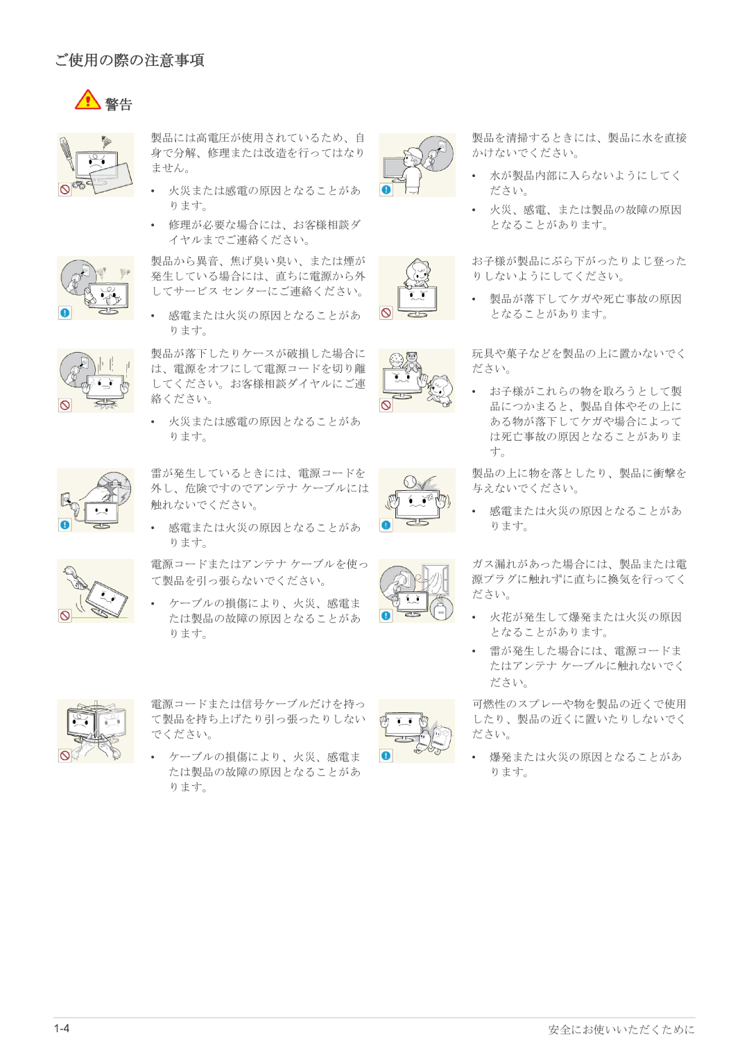 Samsung LS20A550HSH/XJ, LS27A550HSH/XJ, LS23A550HSH/XJ manual ご使用の際の注意事項 