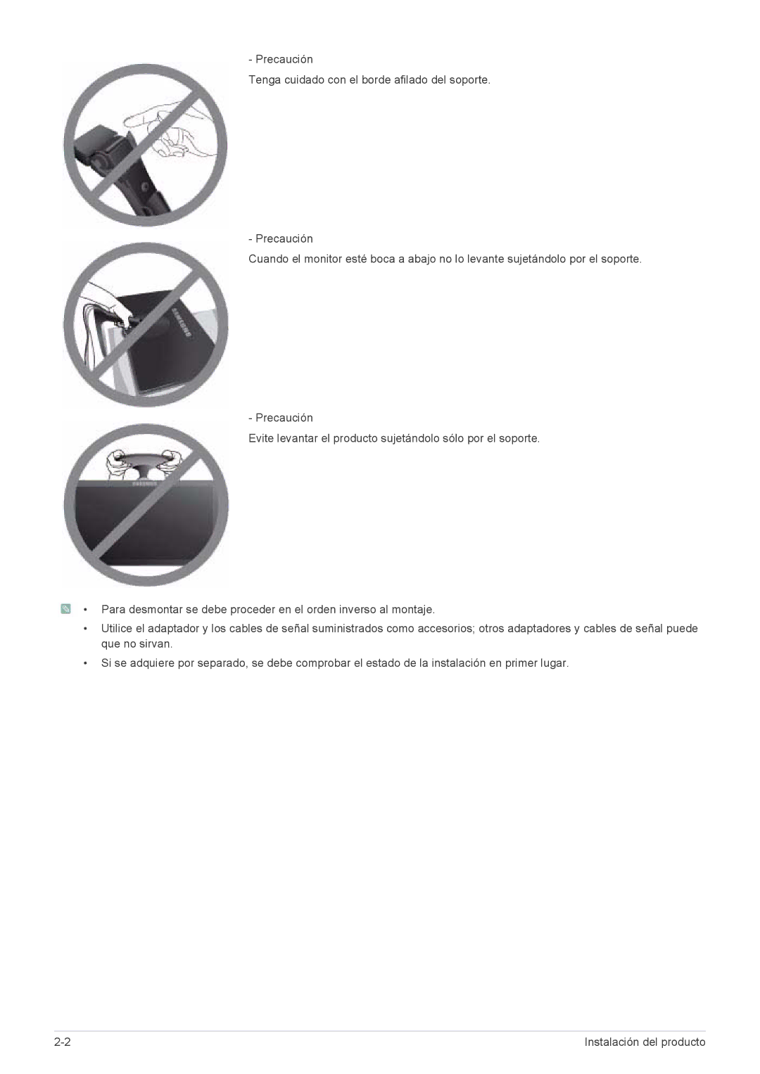 Samsung LS27A550HS/ZN, LS23A550HS/EN, LS27A550HS/EN, LS23A550HS/ZN manual Instalación del producto 