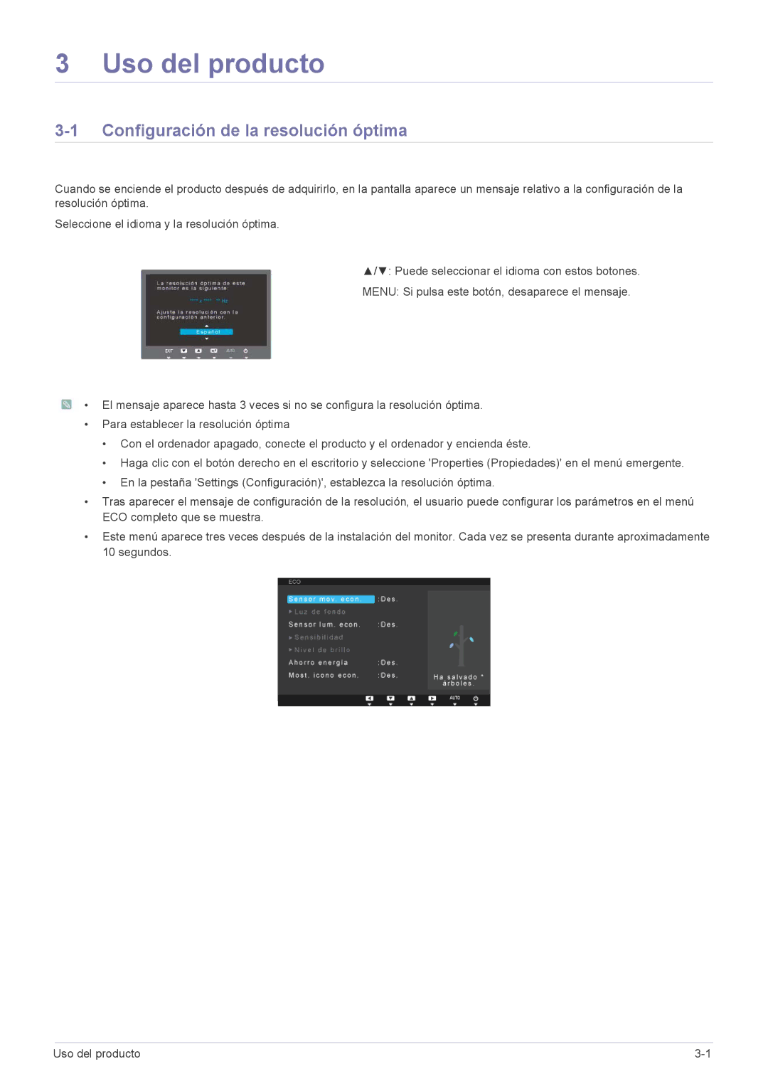 Samsung LS23A550HS/EN, LS27A550HS/ZN, LS27A550HS/EN, LS23A550HS/ZN Uso del producto, Configuración de la resolución óptima 