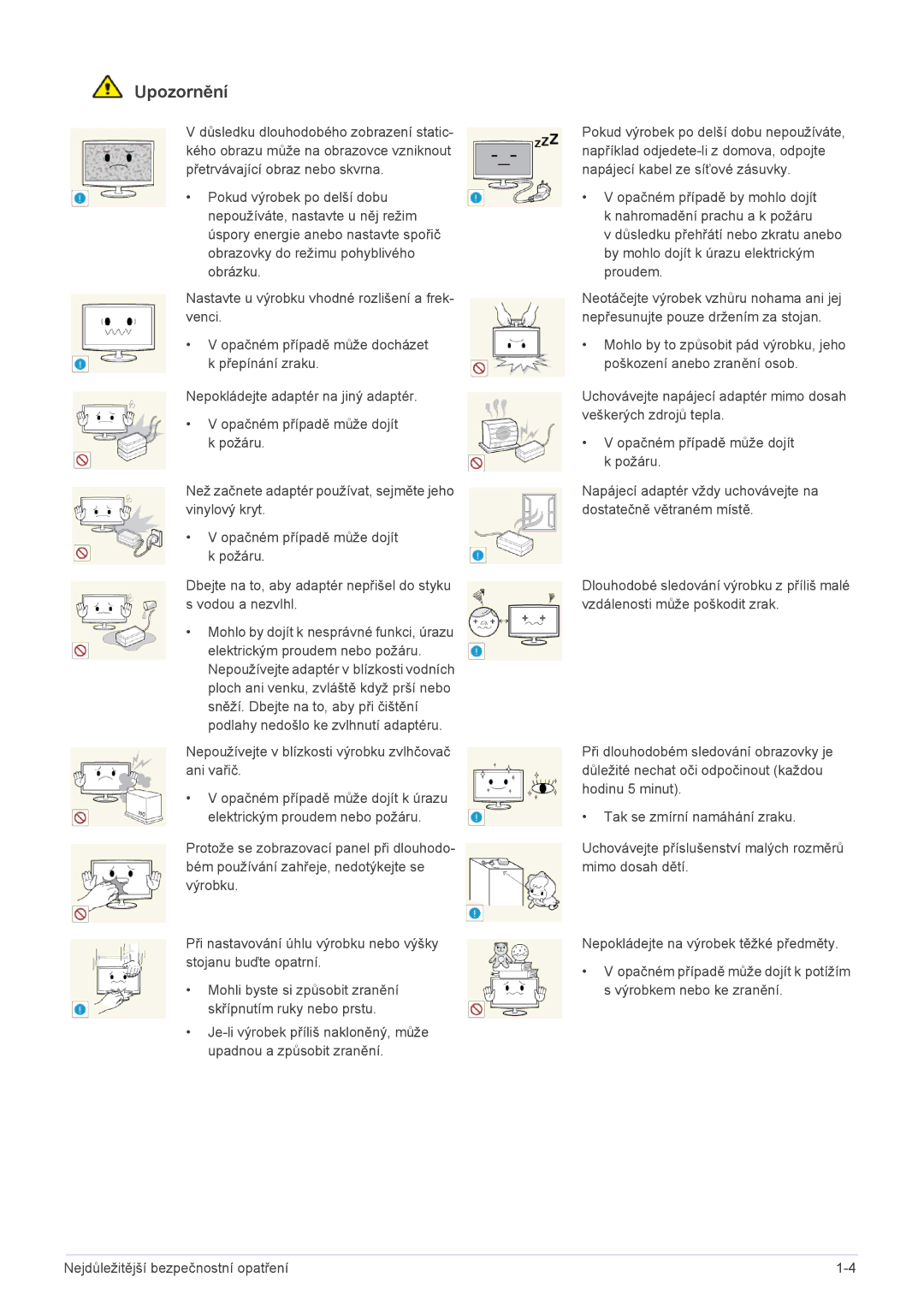 Samsung LS23A550HS/ZN, LS27A550HS/ZN, LS23A550HS/EN, LS27A550HS/EN manual Upozornění 