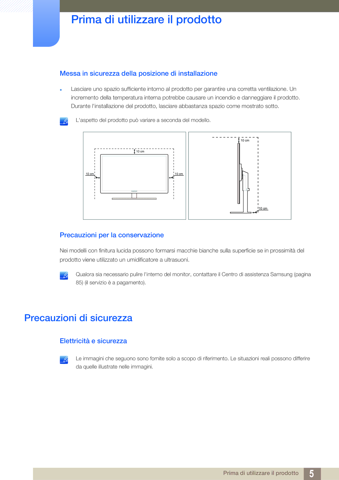 Samsung LS27A650DE/EN, LS27A650DS/EN manual Precauzioni di sicurezza, Messa in sicurezza della posizione di installazione 