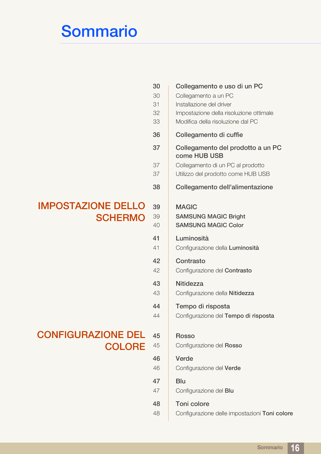 Samsung LS27A850DS/EN manual Impostazione Dello Schermo Configurazione DEL Colore 