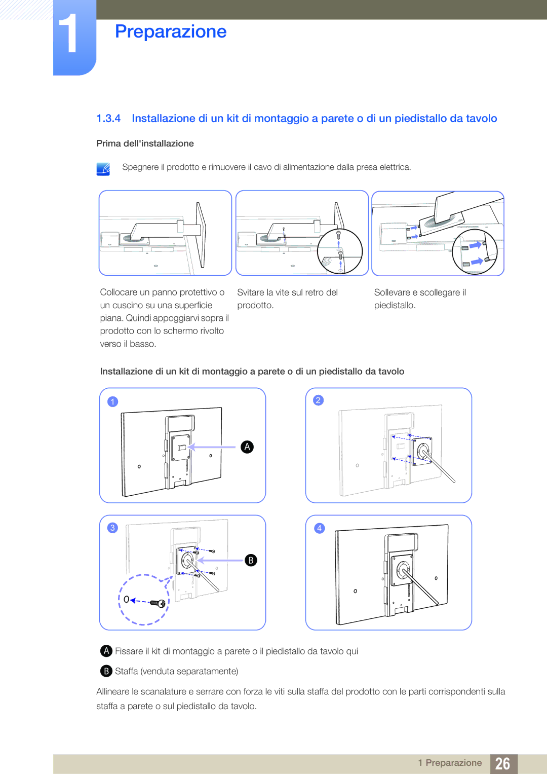 Samsung LS27A850DS/EN manual Sollevare e scollegare il 