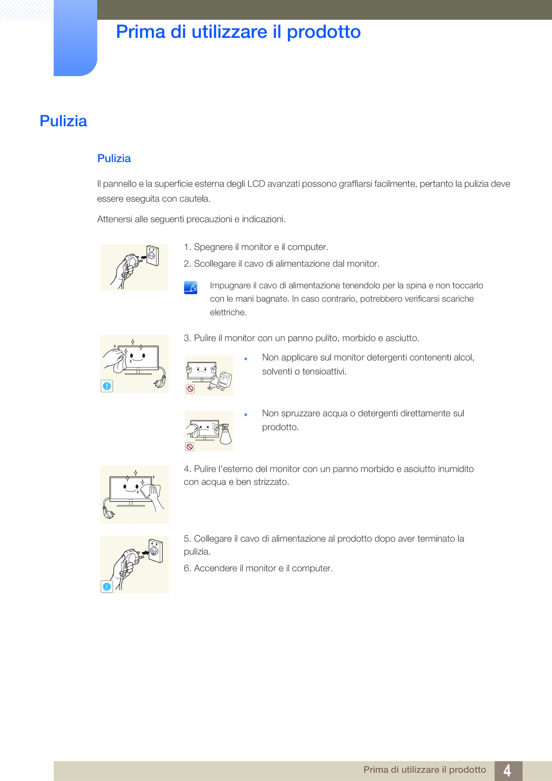 Samsung LS27A850DS/EN manual Pulizia 