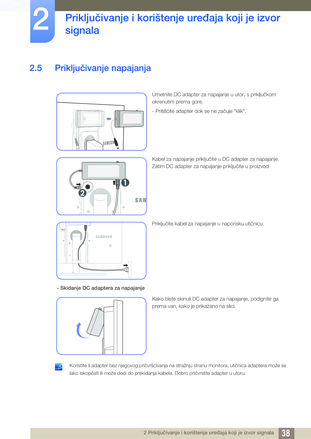 Samsung LS27A850DS/EN manual Priključivanje napajanja 