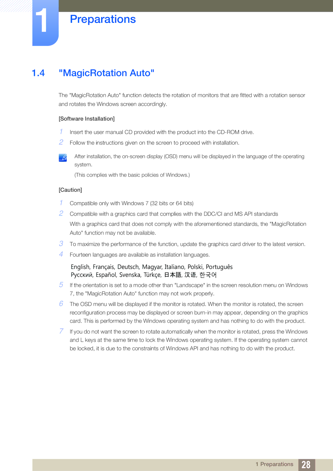 Samsung LS27A850DS/EN, LS27A850DSR/EN, LS27A850DSR/CH manual MagicRotation Auto 