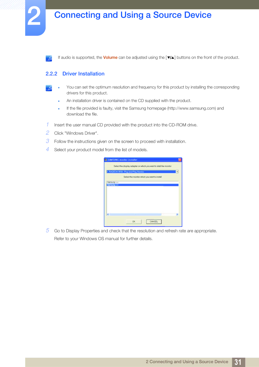 Samsung LS27A850DS/EN, LS27A850DSR/EN, LS27A850DSR/CH manual Driver Installation 