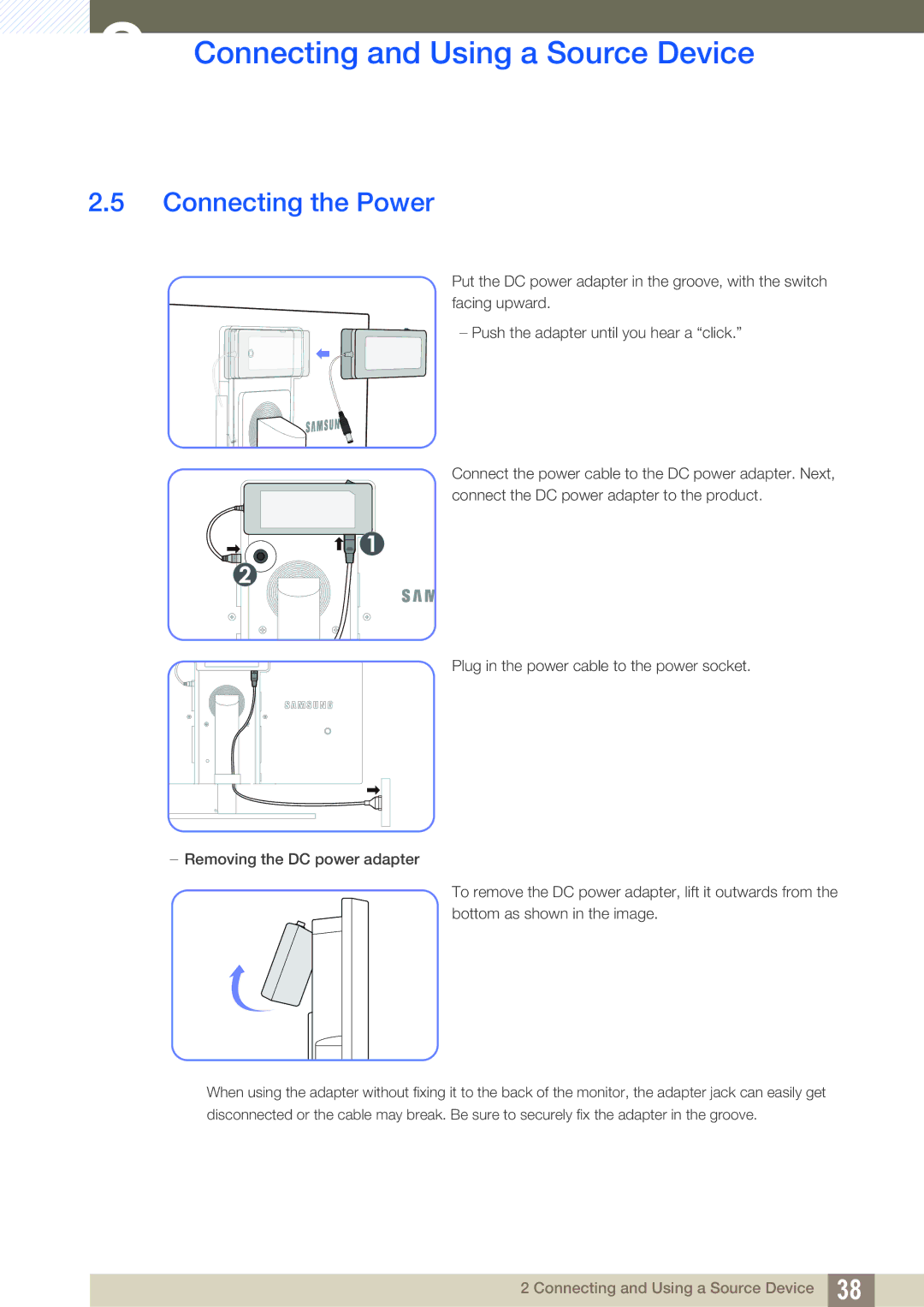 Samsung LS27A850DSR/CH, LS27A850DSR/EN, LS27A850DS/EN manual Connecting the Power 