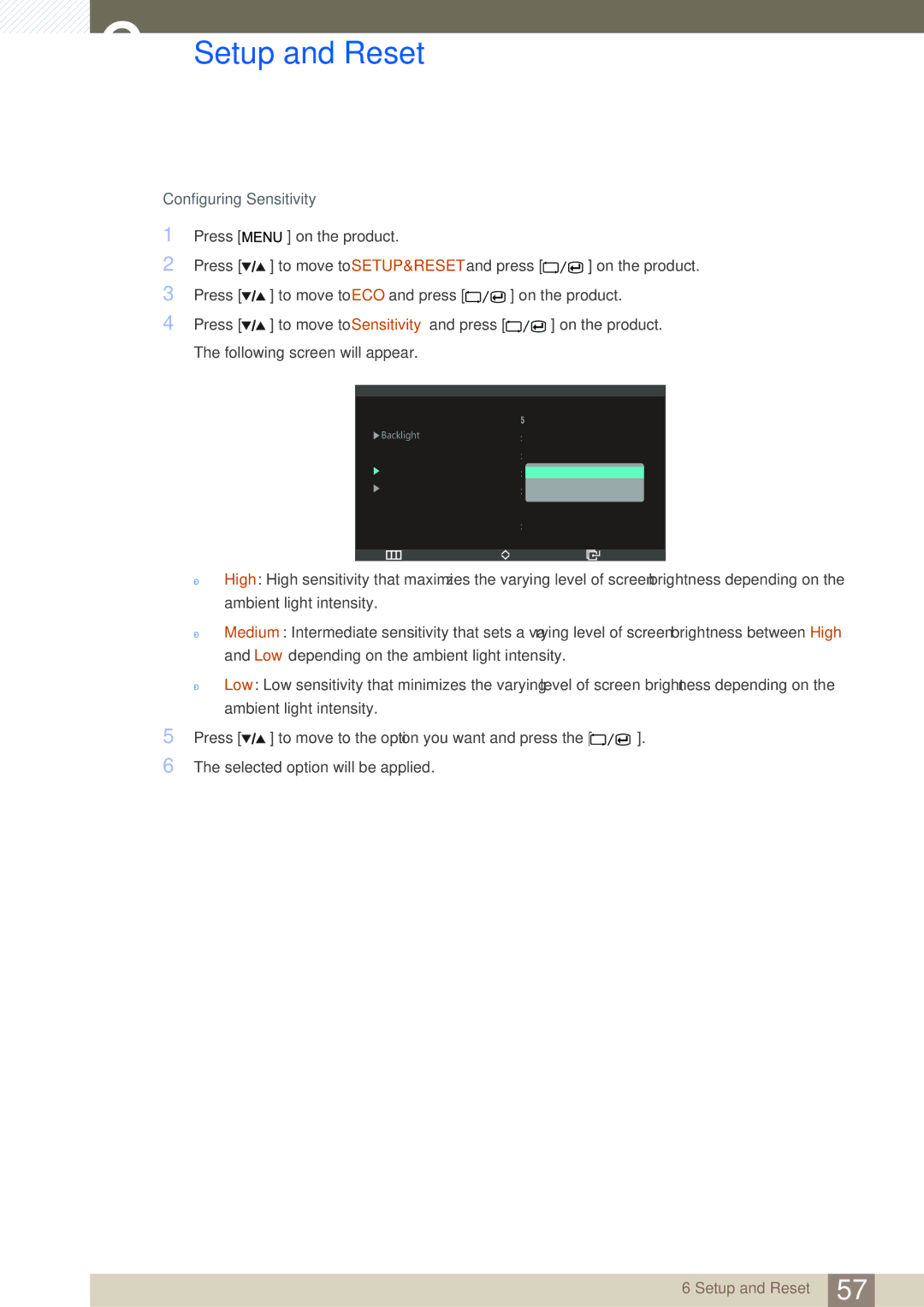 Samsung LS27A850DSR/EN, LS27A850DS/EN, LS27A850DSR/CH manual Configuring Sensitivity 