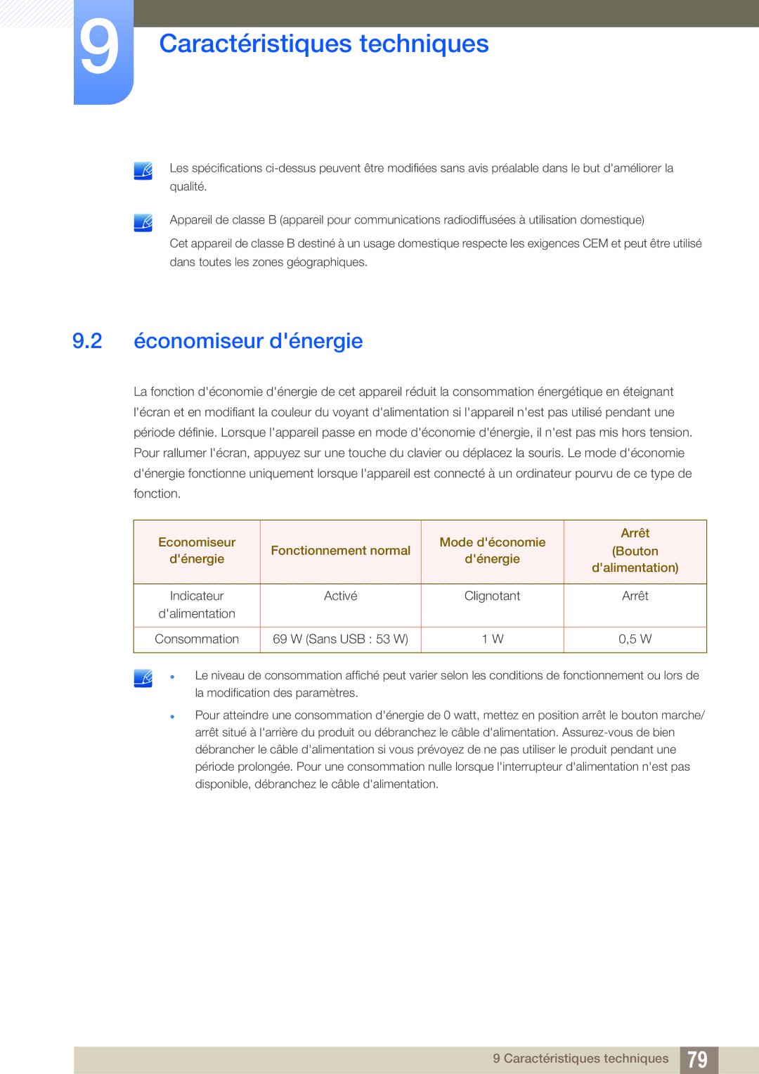 Samsung LS27A850DS/EN, LS27A850DSR/EN manual Économiseur dénergie 