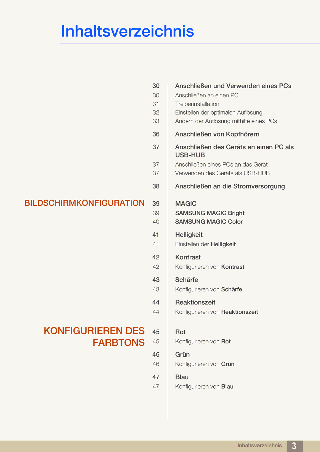 Samsung LS27A850DS/EN, LS27A850DSR/EN manual Konfigurieren DES 45 Farbtons 