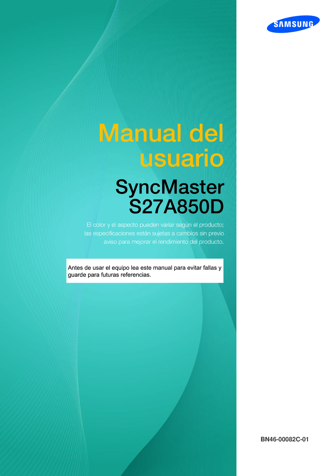 Samsung LS27A850DS/EN, LS27A850DSR/EN manual Manual del usuario 