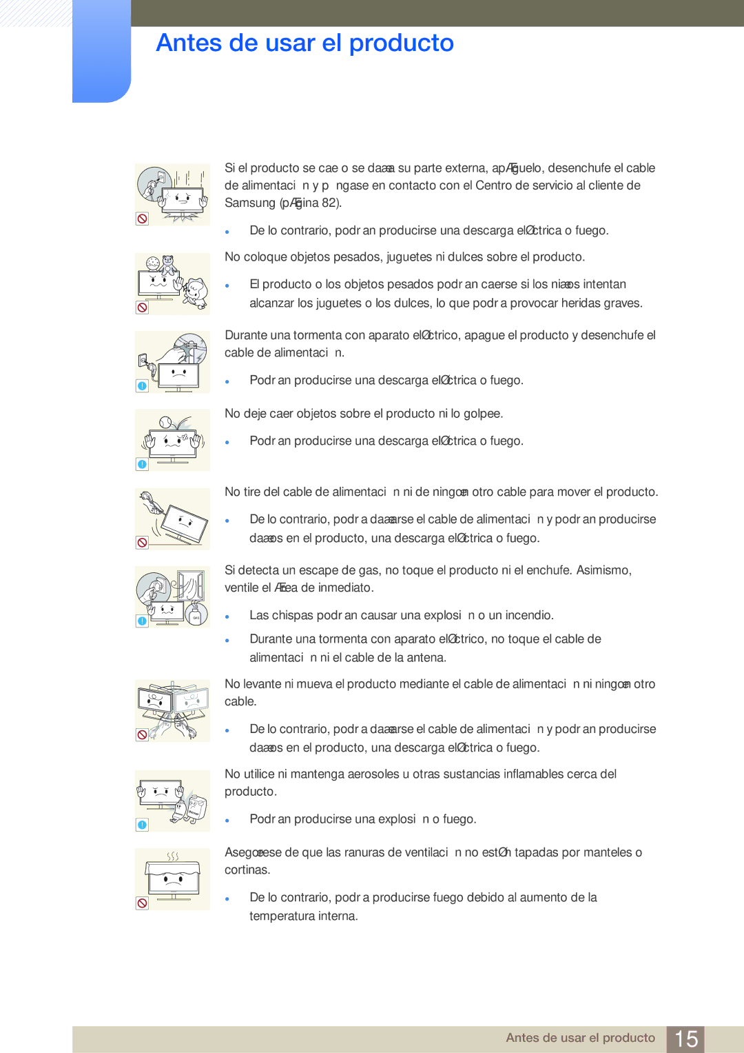 Samsung LS27A850DS/EN, LS27A850DSR/EN manual Las chispas podrían causar una explosión o un incendio 