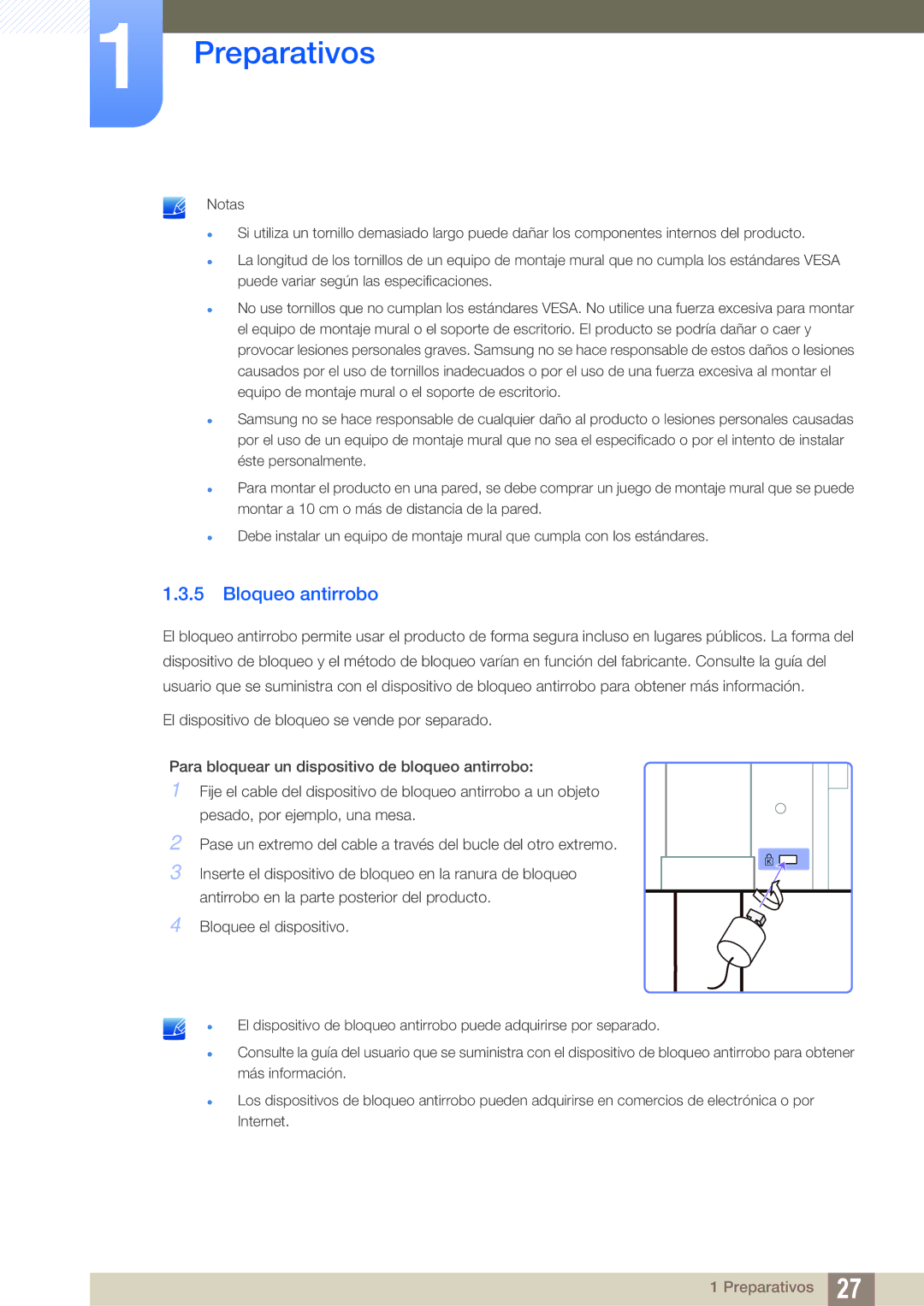 Samsung LS27A850DS/EN, LS27A850DSR/EN manual Bloqueo antirrobo 