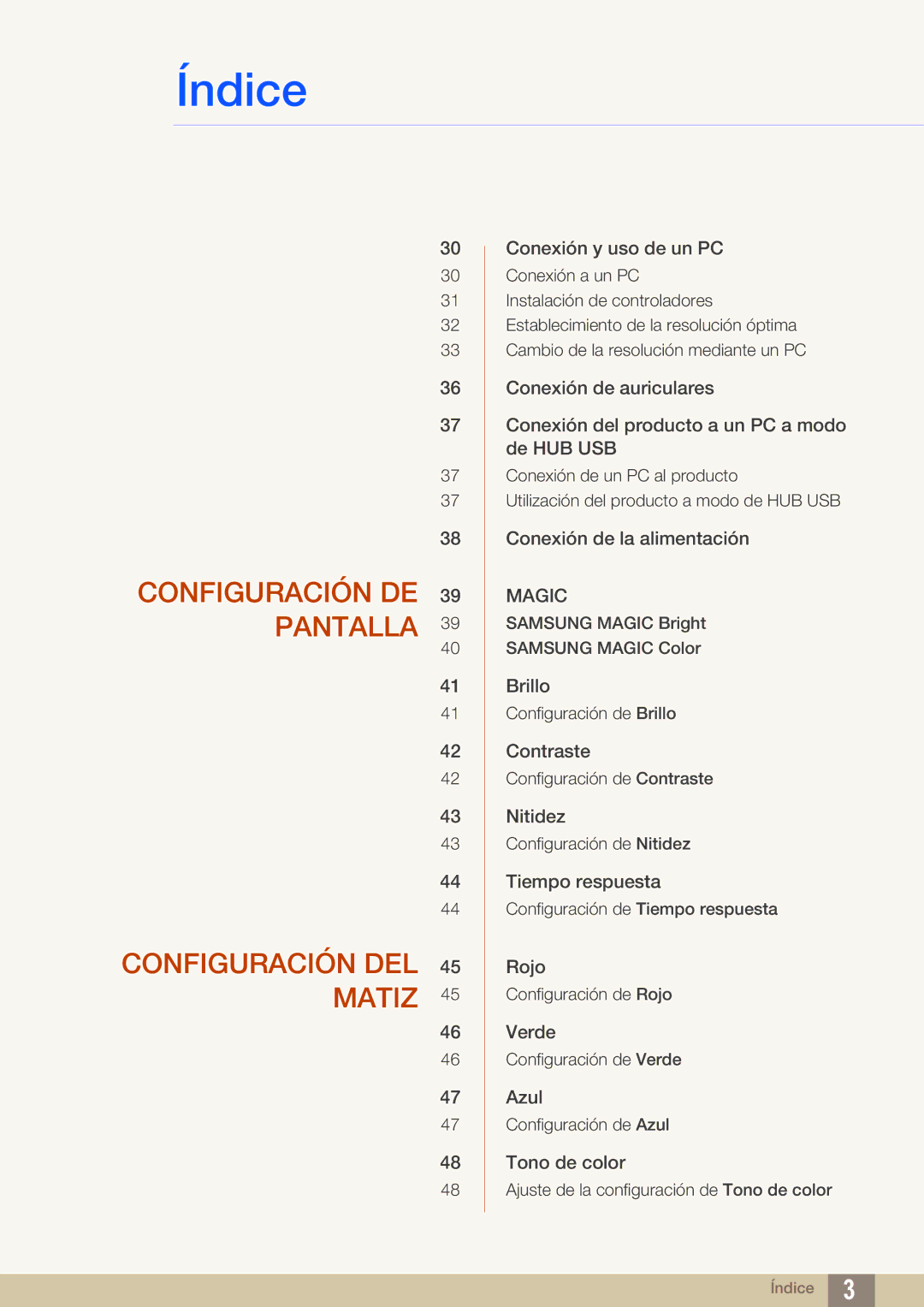 Samsung LS27A850DS/EN, LS27A850DSR/EN manual Configuración DE Pantalla Configuración DEL Matiz 