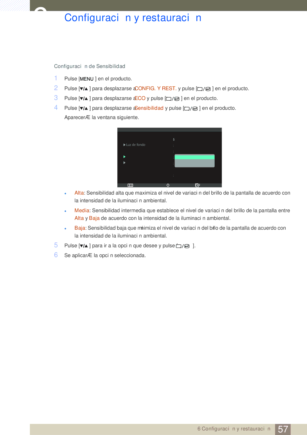 Samsung LS27A850DS/EN, LS27A850DSR/EN manual Configuración de Sensibilidad 