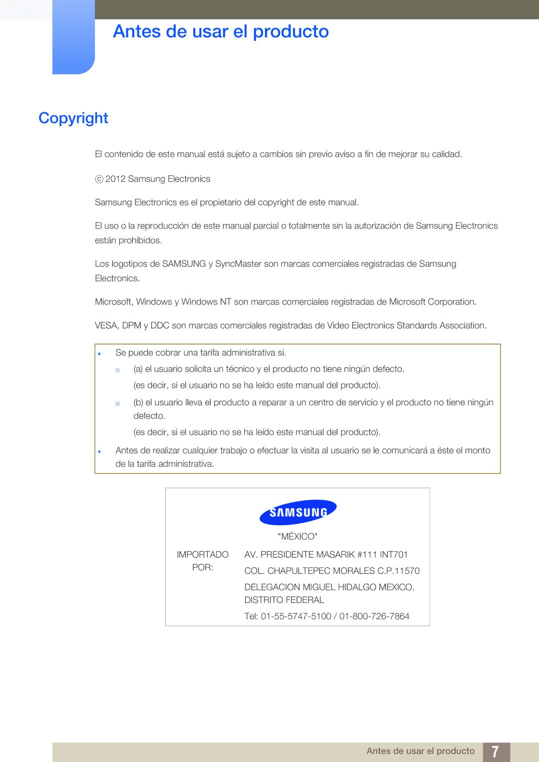 Samsung LS27A850DS/EN, LS27A850DSR/EN manual Antes de usar el producto, Copyright 