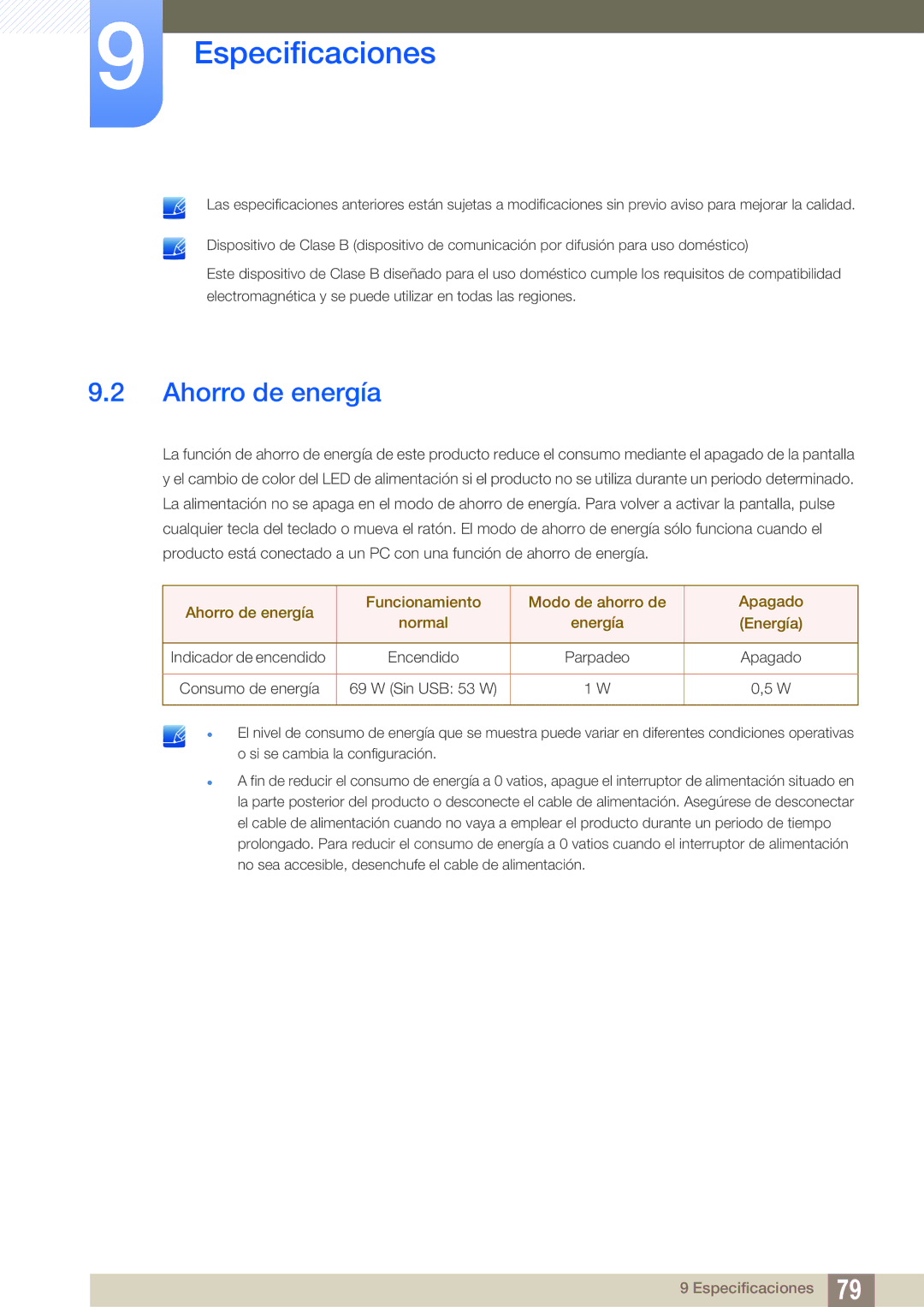 Samsung LS27A850DS/EN, LS27A850DSR/EN manual Ahorro de energía 