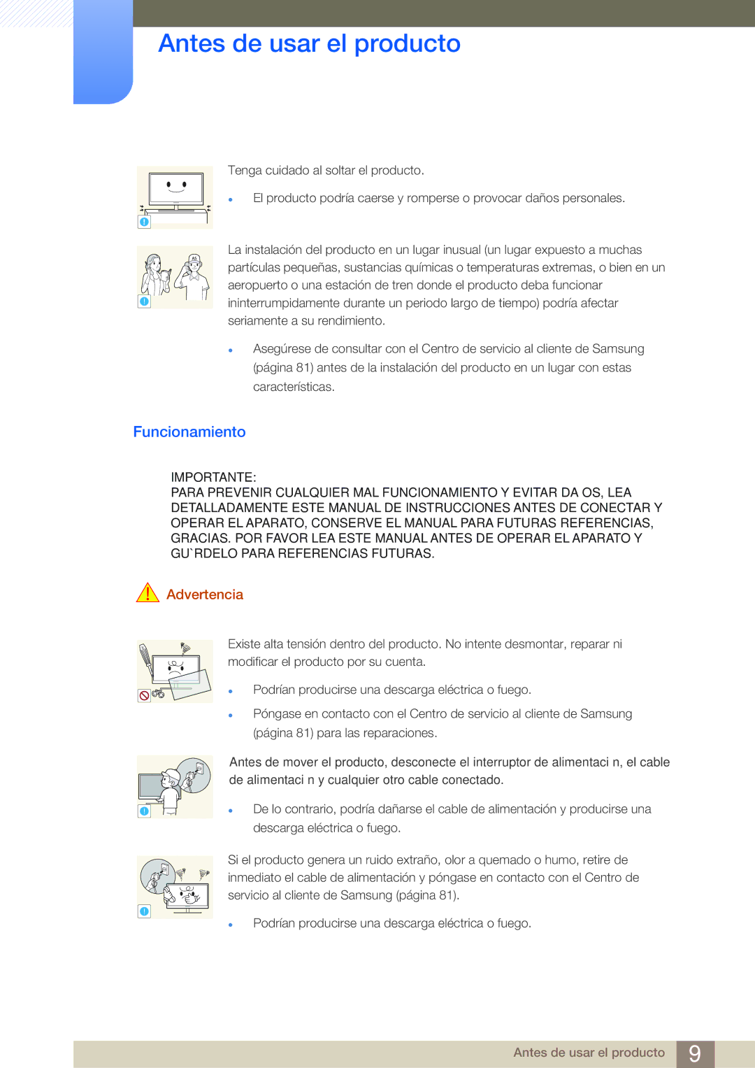 Samsung LS27A850DS/EN, LS27A850DSR/EN manual Funcionamiento 