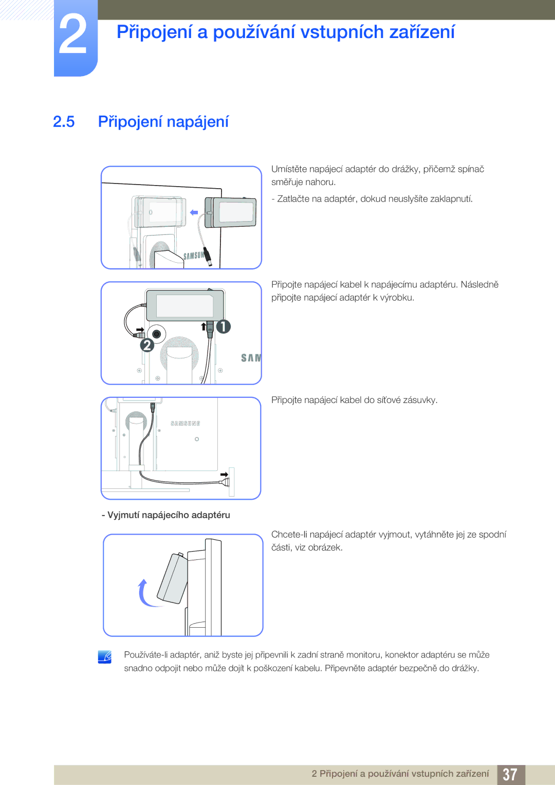 Samsung LS27A850DS/EN, LS27A850DSR/EN manual Připojení napájení 