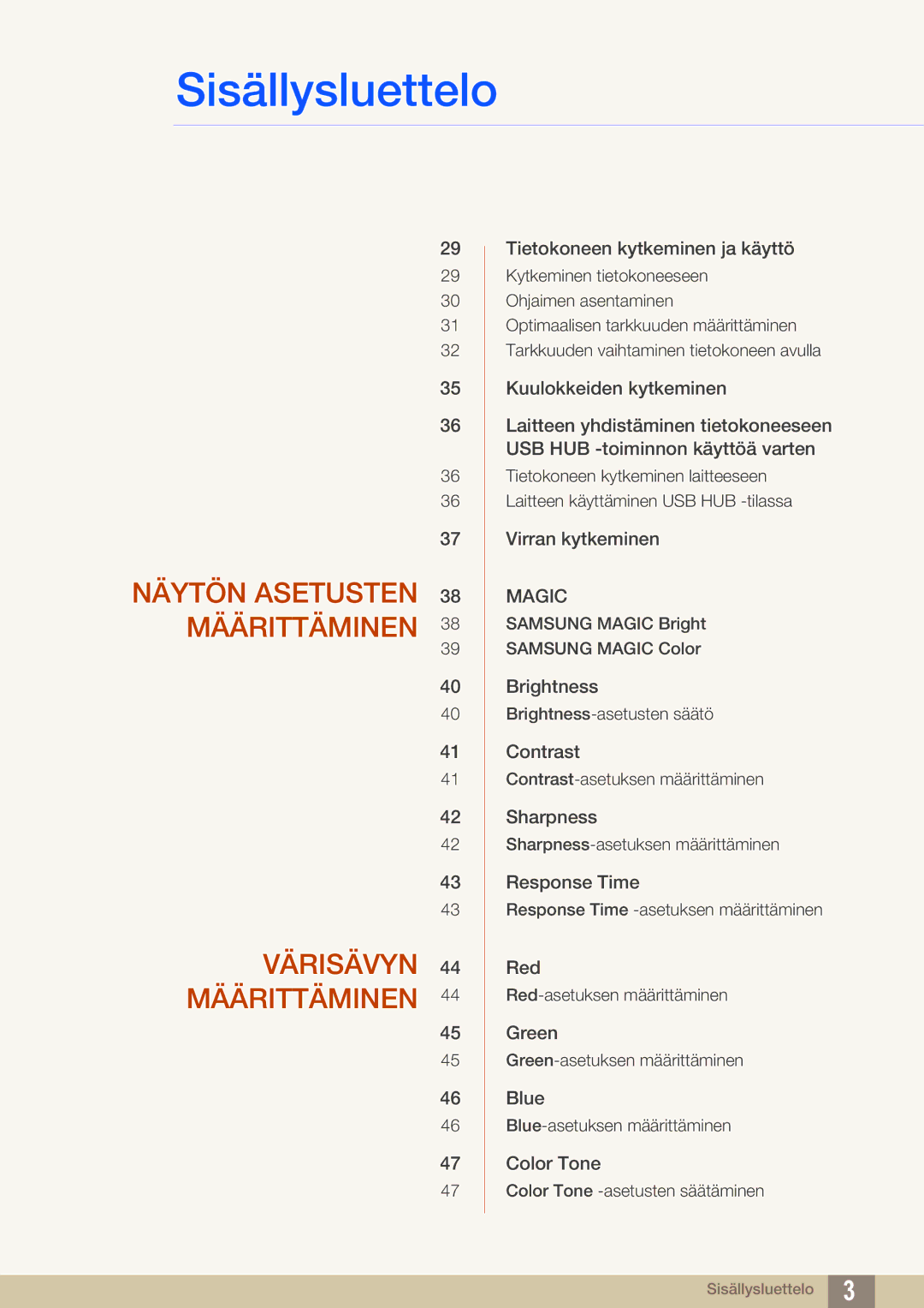 Samsung LS27A850DS/EN, LS27A850DSR/EN manual Näytön Asetusten Määrittäminen Värisävyn 