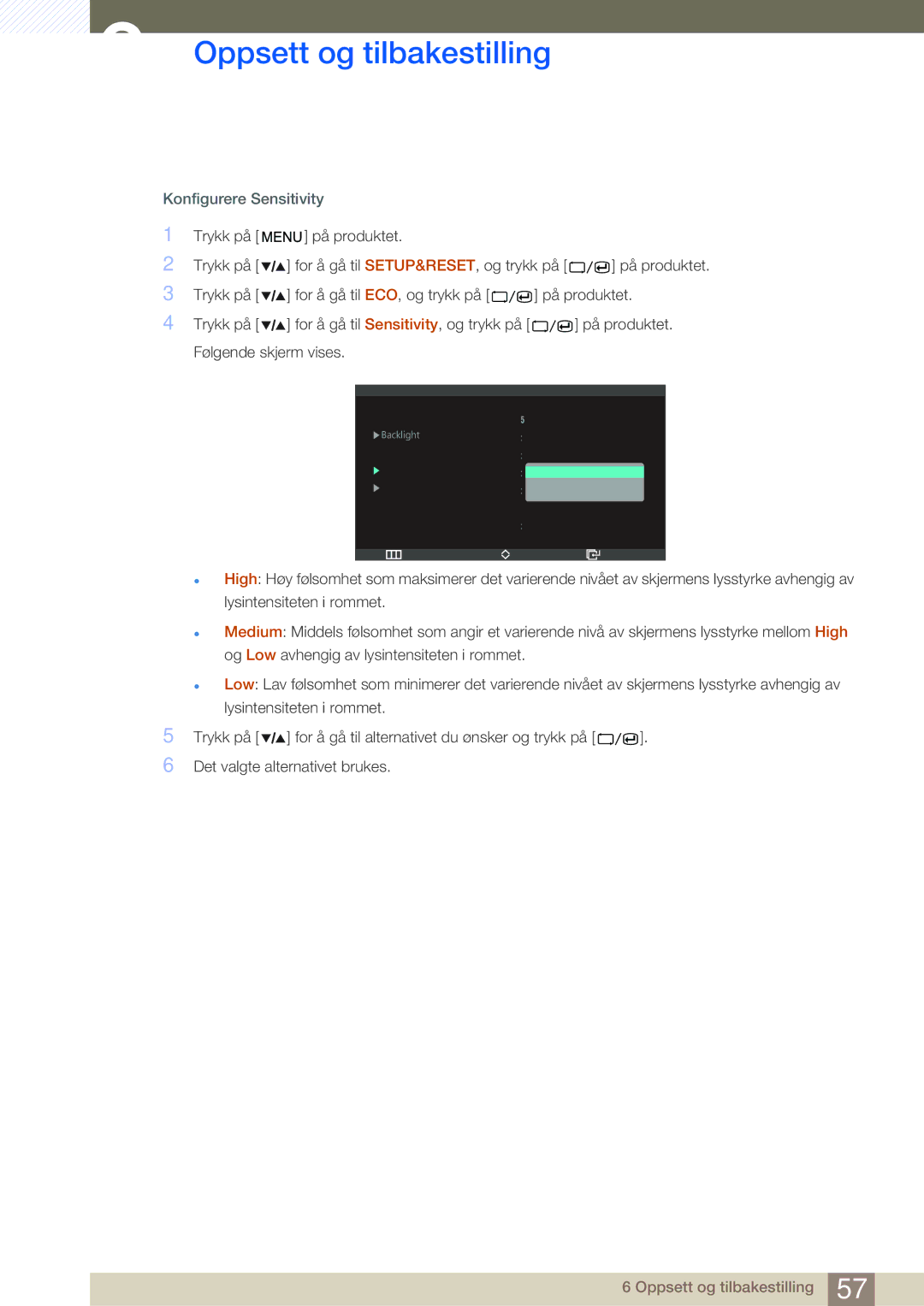 Samsung LS27A850DS/EN, LS27A850DSR/EN manual Konfigurere Sensitivity 