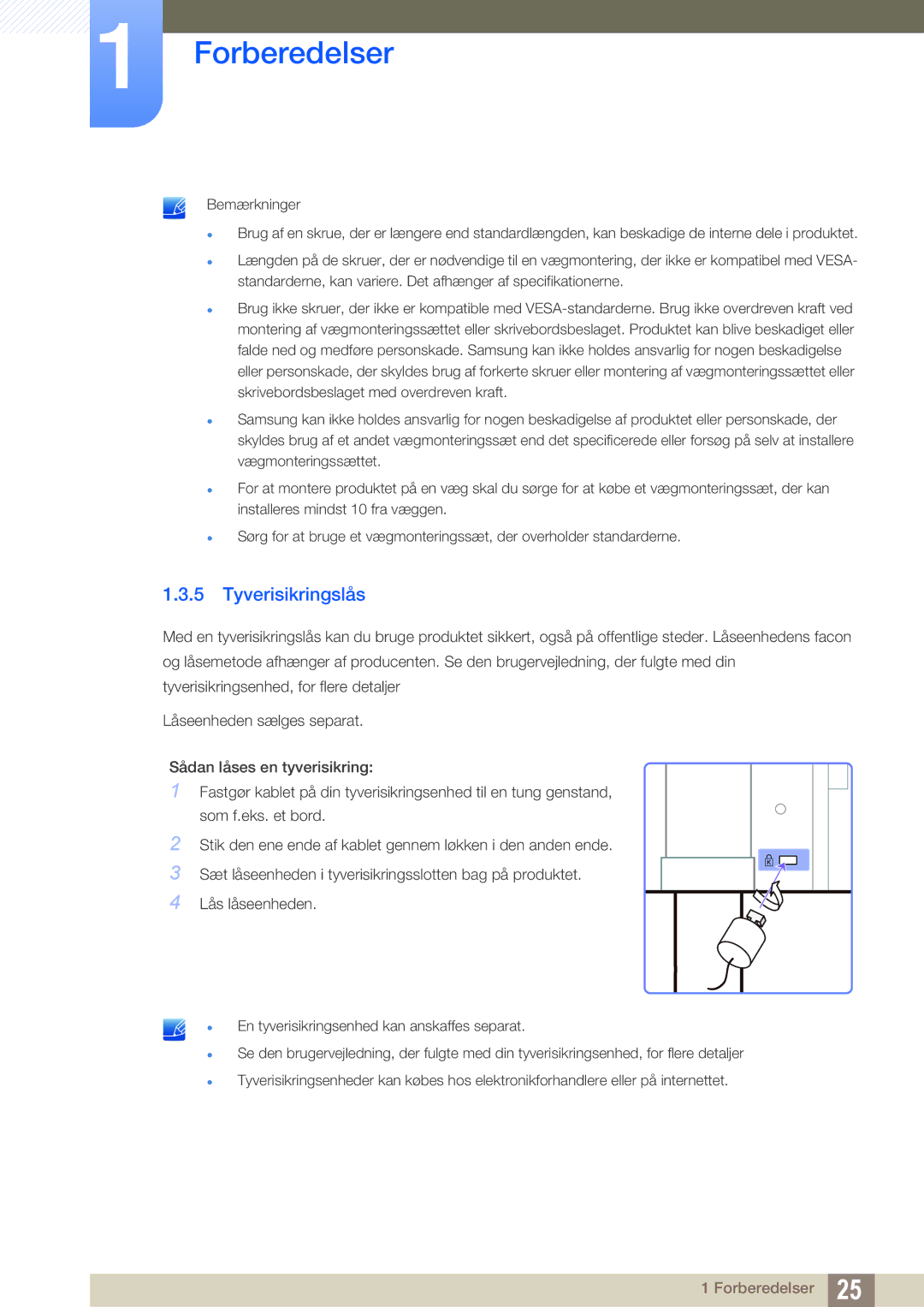 Samsung LS27A850DS/EN, LS27A850DSR/EN manual Tyverisikringslås 