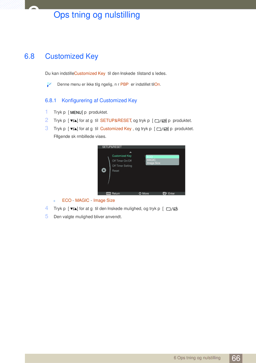 Samsung LS27A850DSR/EN, LS27A850DS/EN manual Konfigurering af Customized Key 