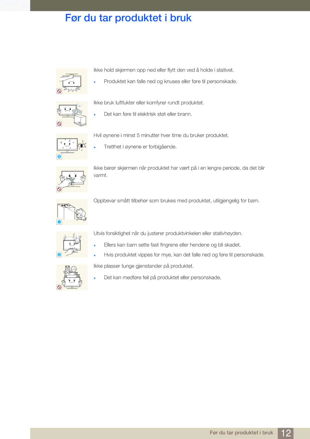 Samsung LS27A850DSR/EN, LS27A850DS/EN manual Før du tar produktet i bruk 